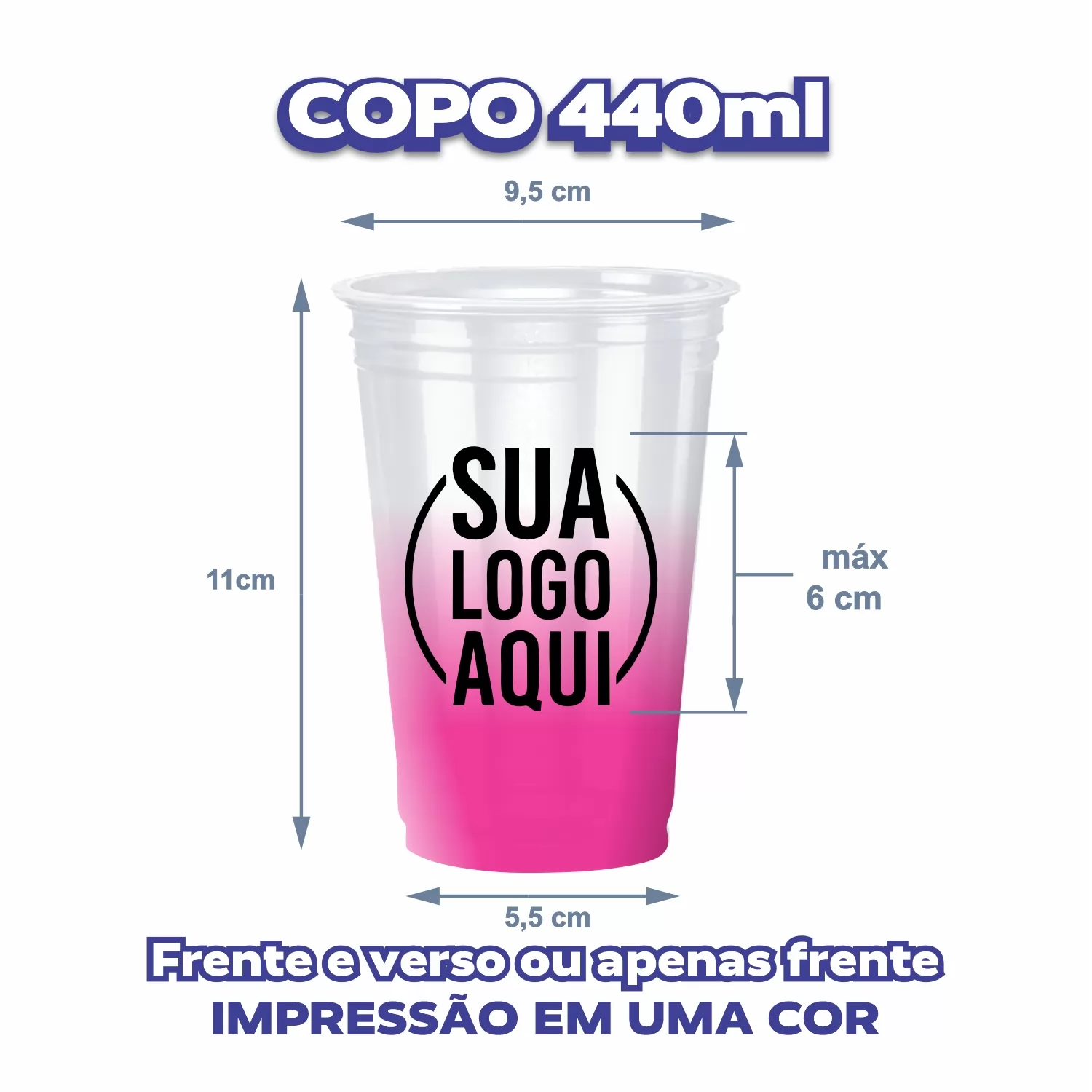 Copo Descartável 440ml - Degradê (rodapé)