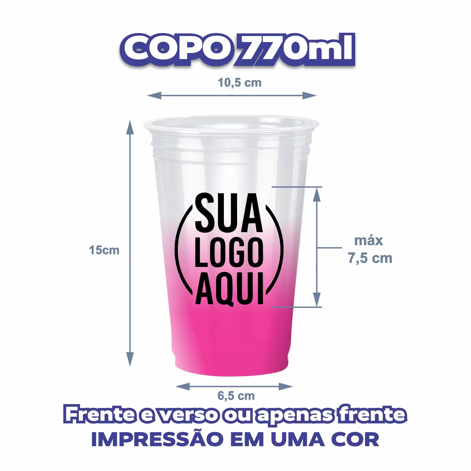 Copo Descartável 770ml - Degradê (rodapé)