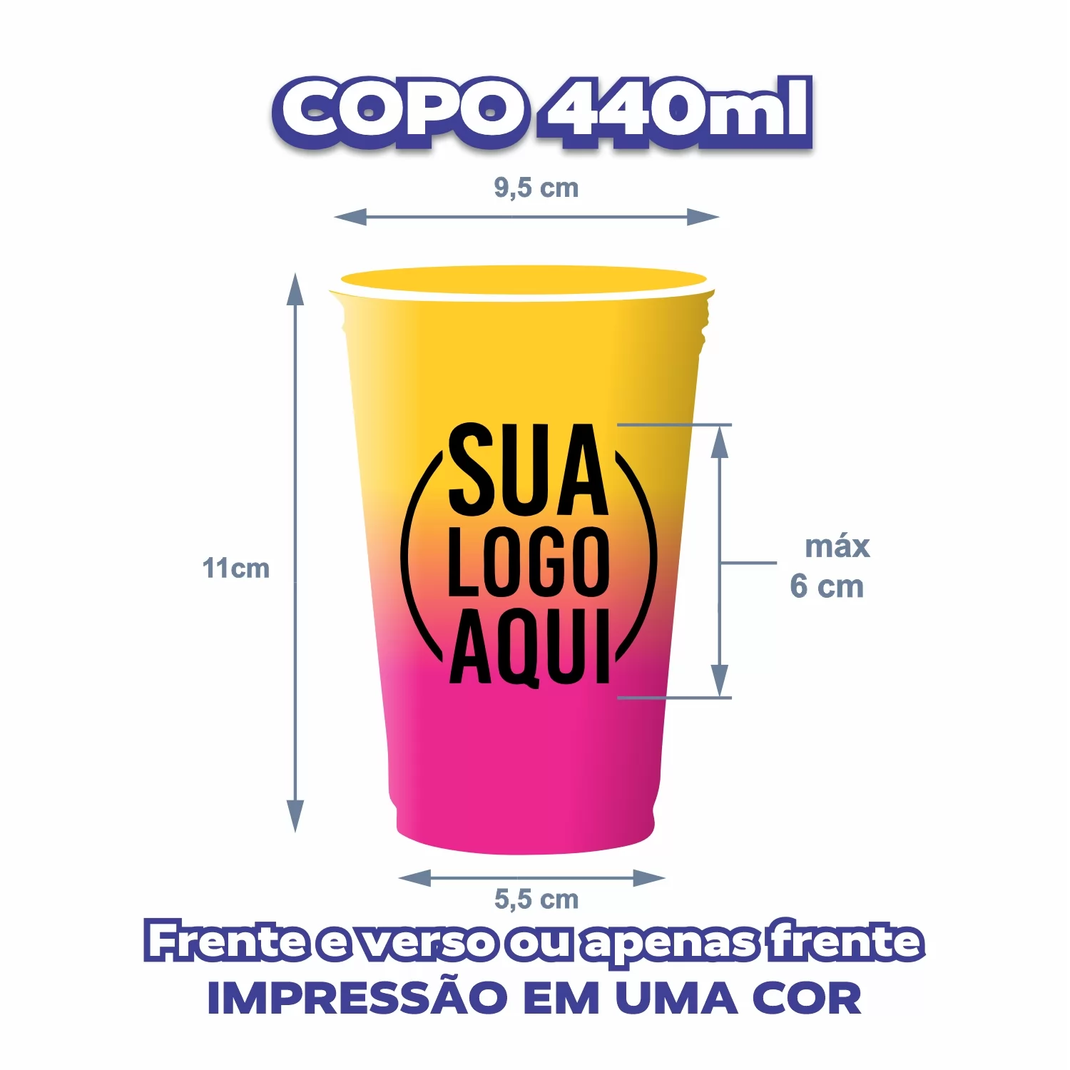 Copo Descartável 440ml - Degradê (bicolor)