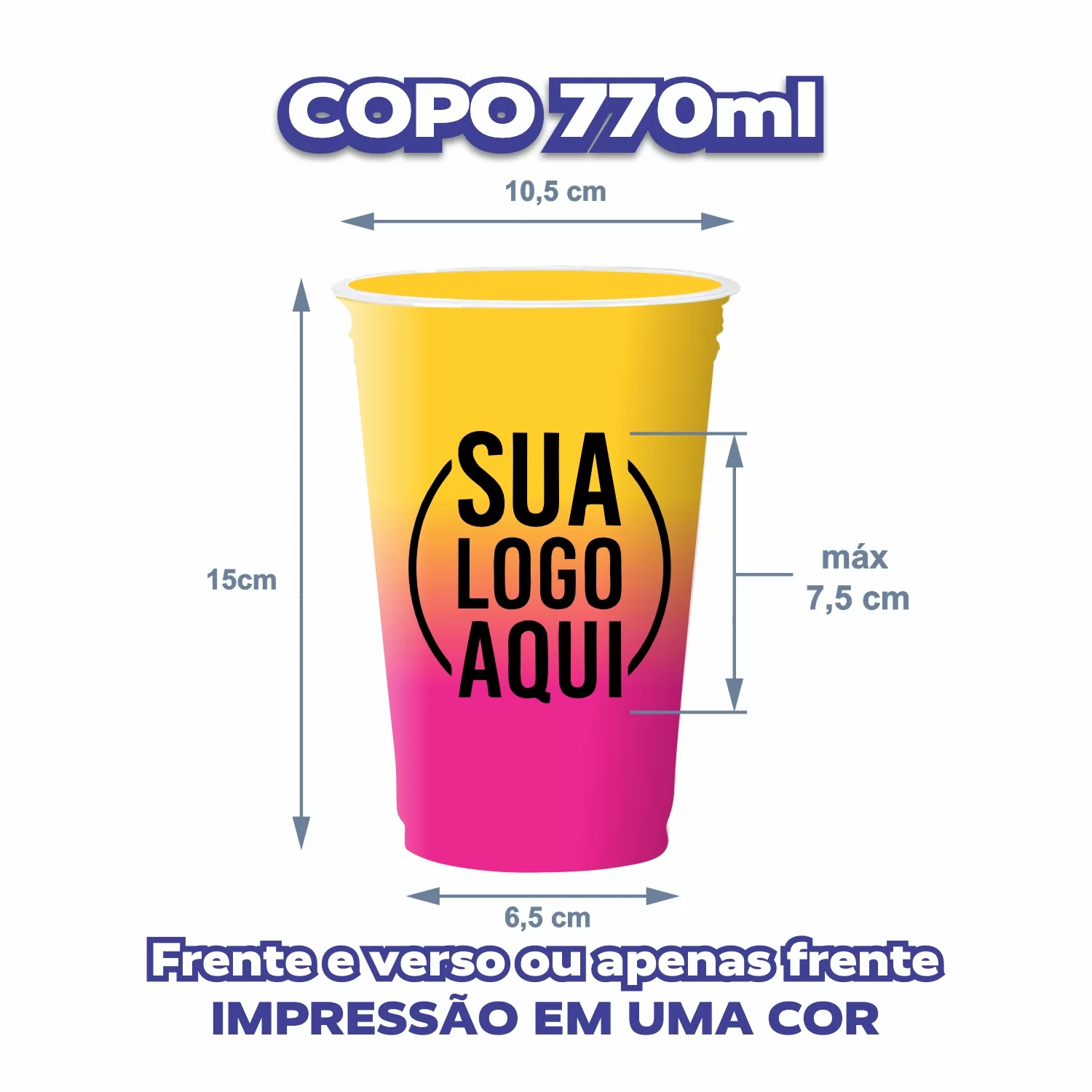 Copo Descartável 770ml - Degradê (bicolor)